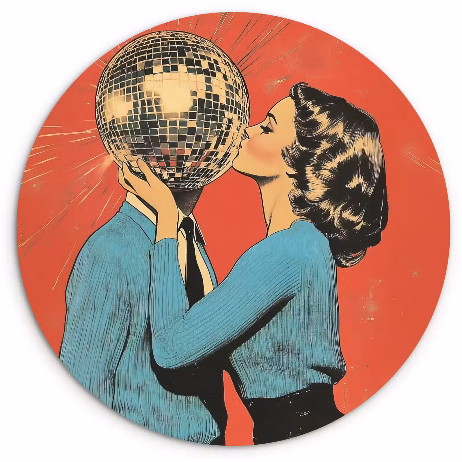 Muurcirkel - Vrouw - Retro - Discobal - Kus — 1