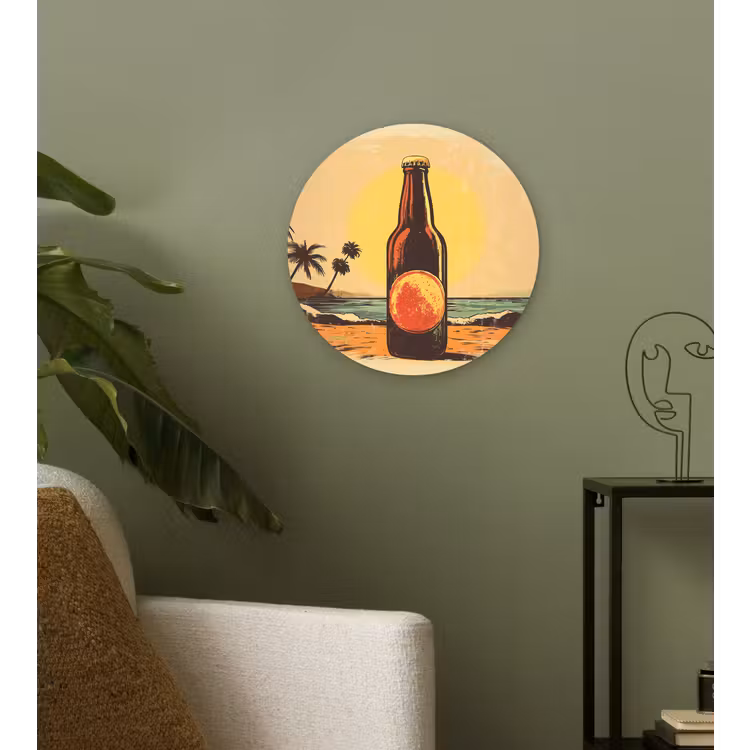 Muurcirkel - Bierfles - Zonsondergang - Palmbomen - Zee — 3