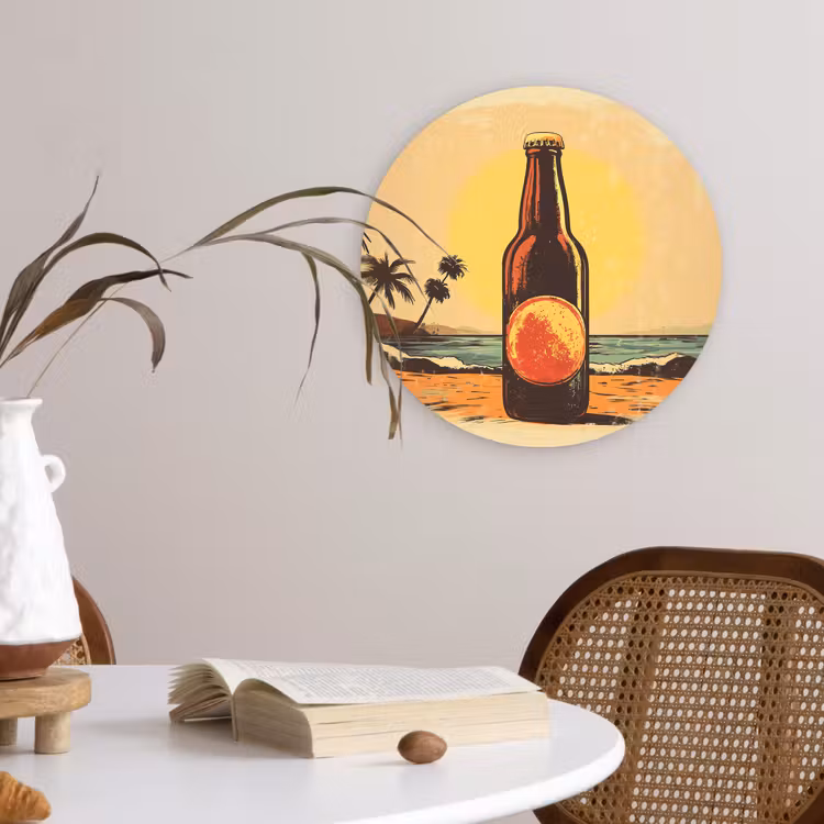Muurcirkel - Bierfles - Zonsondergang - Palmbomen - Zee — 4