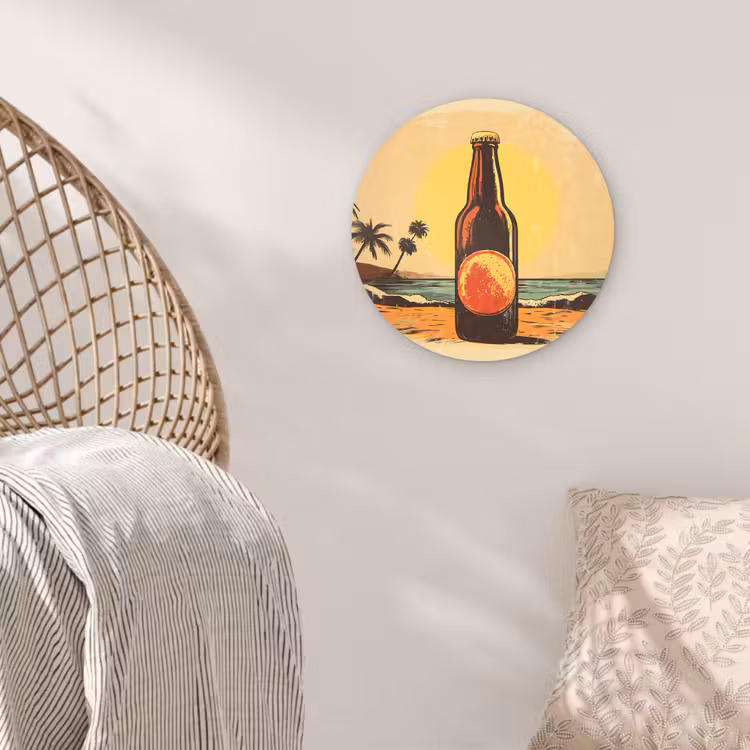 Muurcirkel - Bierfles - Zonsondergang - Palmbomen - Zee — 5