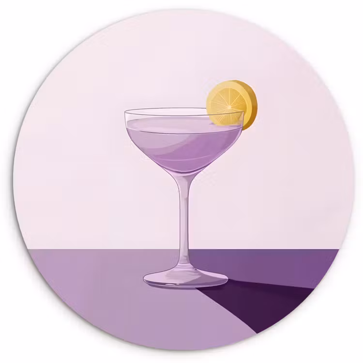 Muurcirkel - Cocktail - Paars - Minimalistisch - Citroen — 1