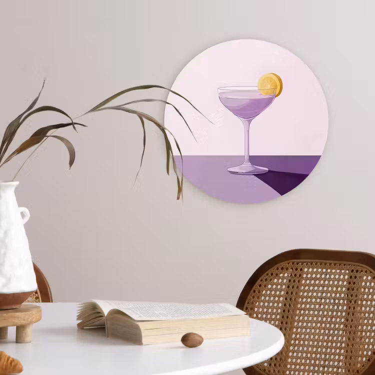 Muurcirkel - Cocktail - Paars - Minimalistisch - Citroen — 4