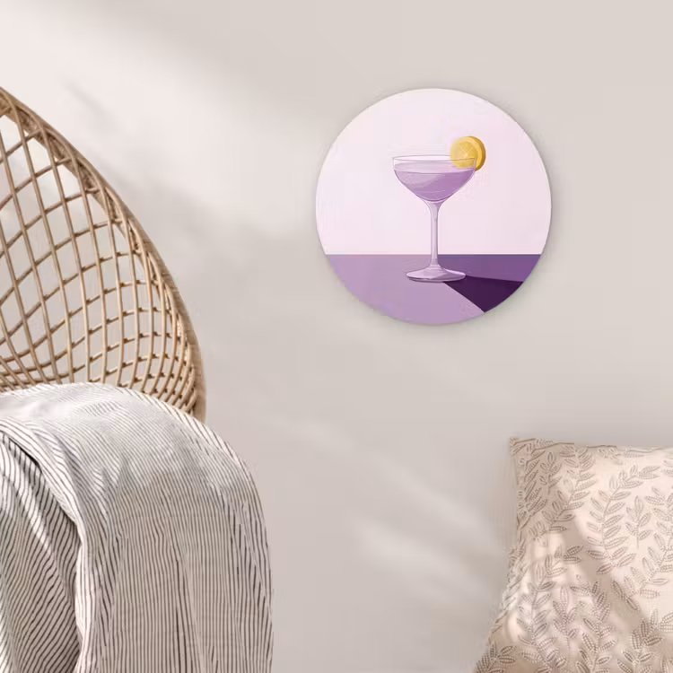 Muurcirkel - Cocktail - Paars - Minimalistisch - Citroen — 5