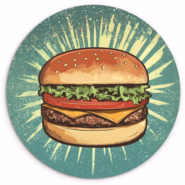 Muurcirkel - Hamburger - Illustratie - Sla - Kaas — 1