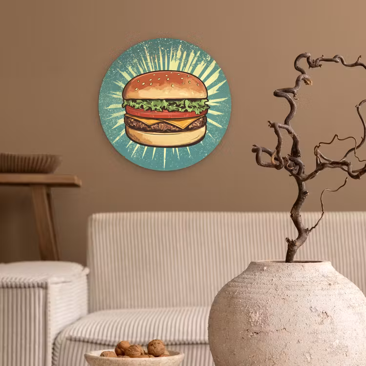 Muurcirkel - Hamburger - Illustratie - Sla - Kaas — 2