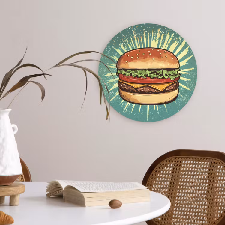 Muurcirkel - Hamburger - Illustratie - Sla - Kaas — 4