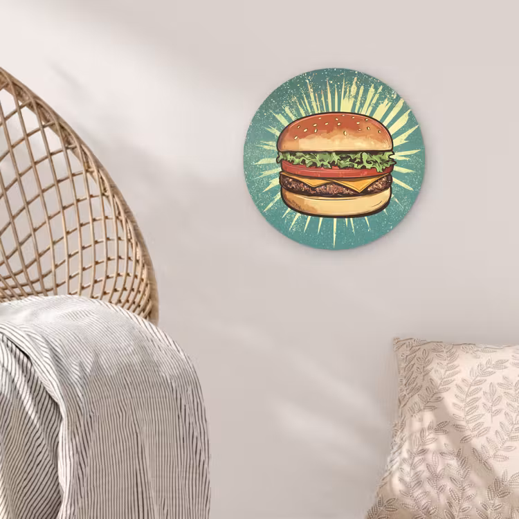 Muurcirkel - Hamburger - Illustratie - Sla - Kaas — 5