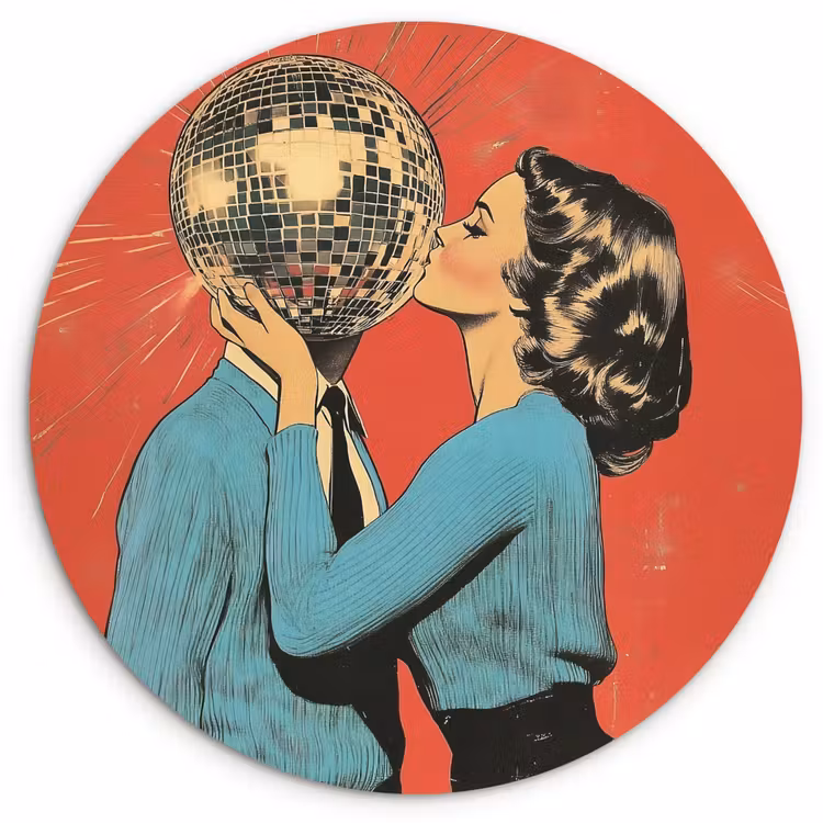 Muurcirkel - Vrouw - Retro - Discobal - Kus — 1