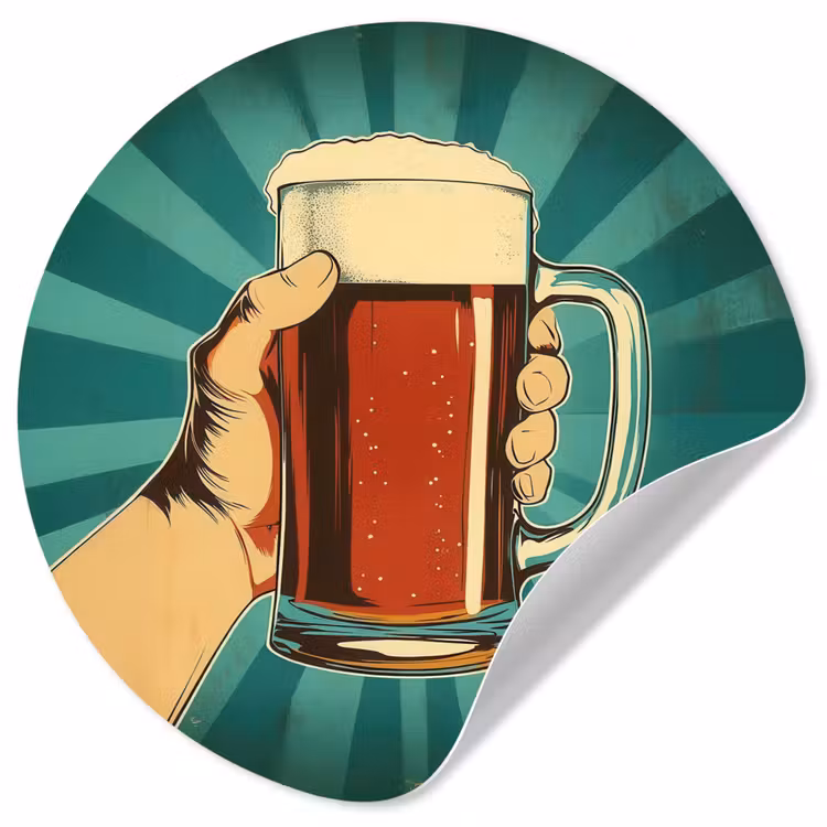 Behangcirkel - Bierglas - Schuim - Retro - Groen — 1