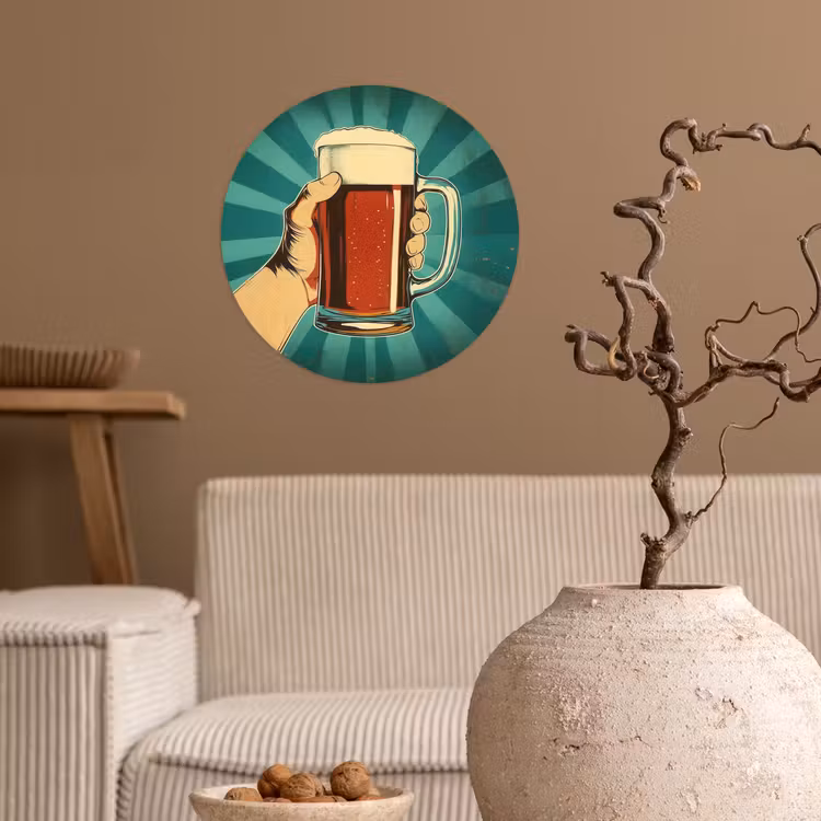 Behangcirkel - Bierglas - Schuim - Retro - Groen — 2