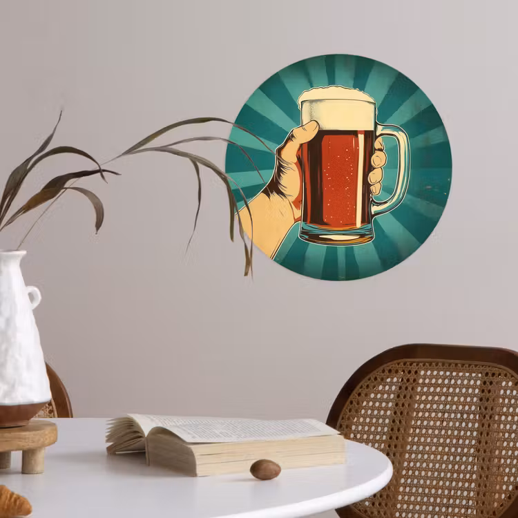 Behangcirkel - Bierglas - Schuim - Retro - Groen — 4