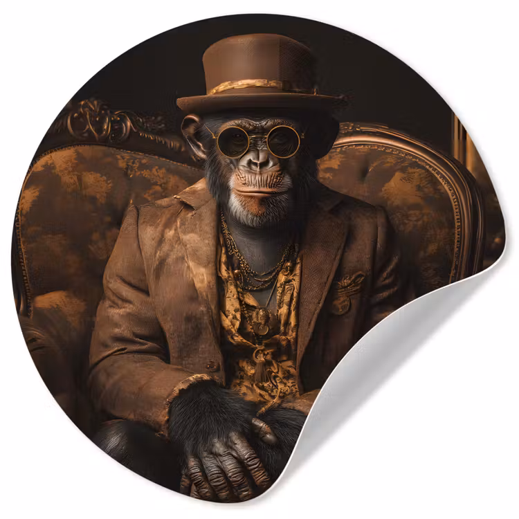 Behangcirkel - Chimpansee - Stoel - Pak - Bruin — 1