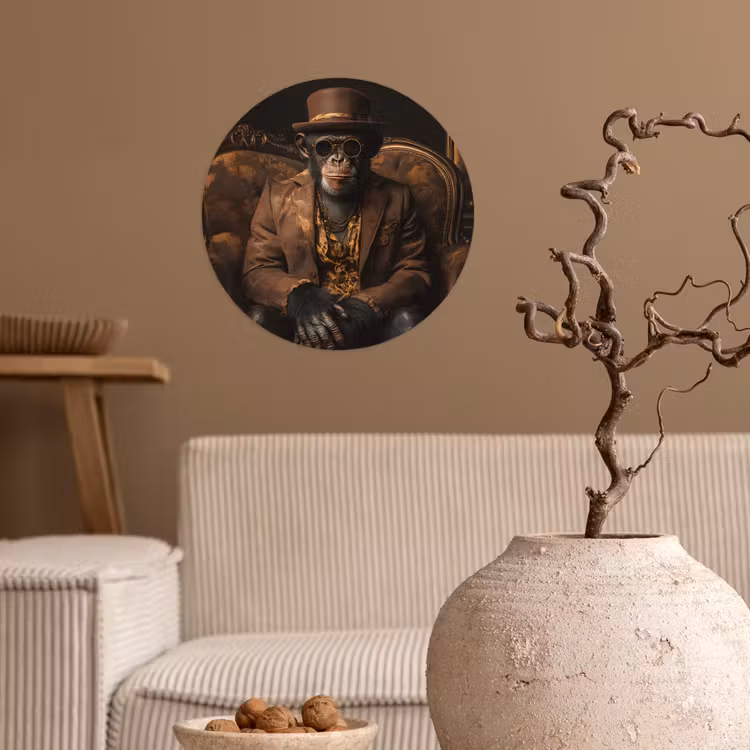 Behangcirkel - Chimpansee - Stoel - Pak - Bruin — 2