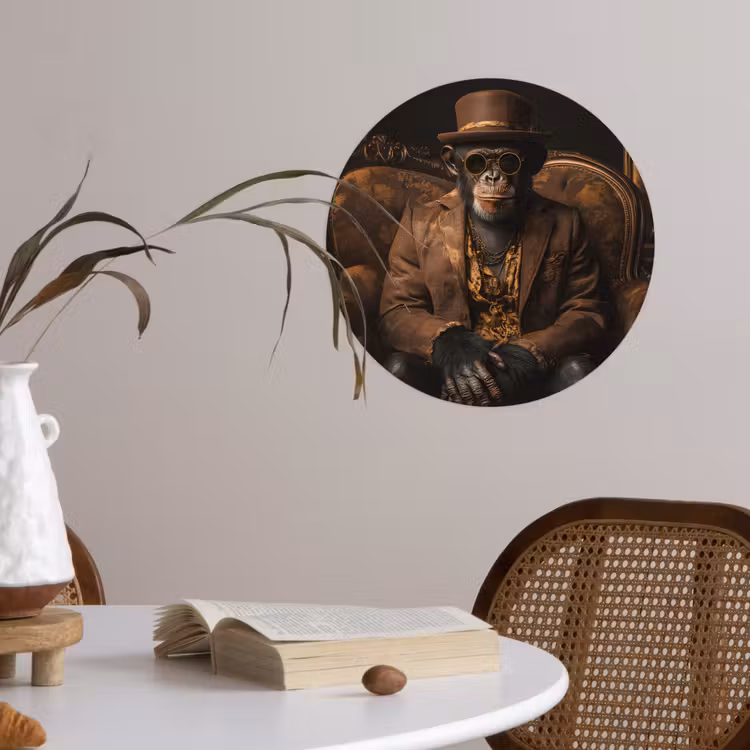 Behangcirkel - Chimpansee - Stoel - Pak - Bruin — 4