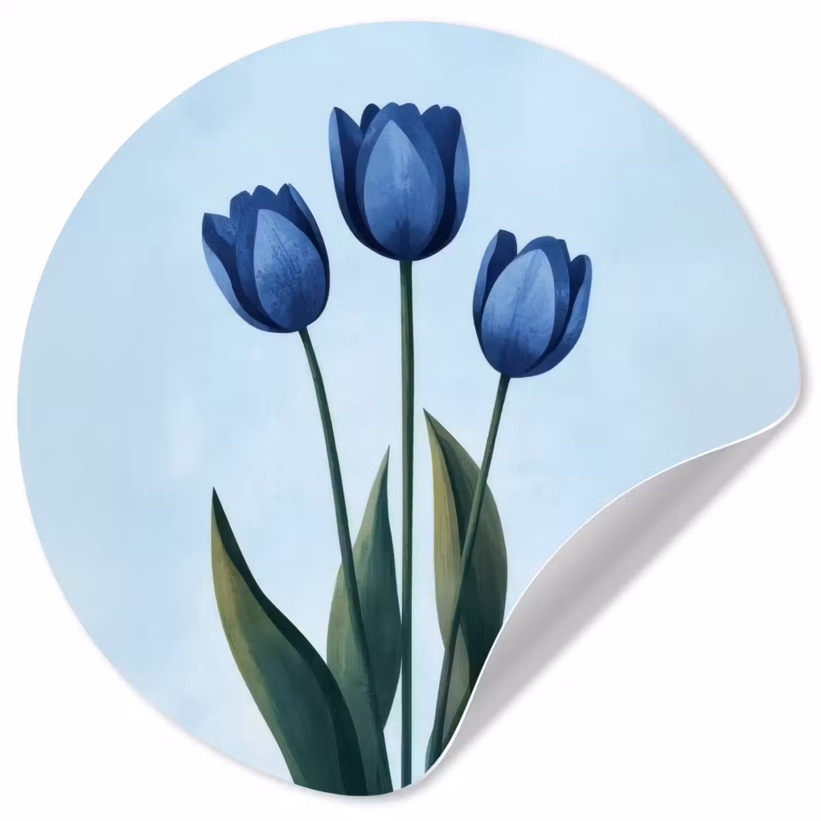 Behangcirkel - Tulpen - Blauw - Bladeren — 1