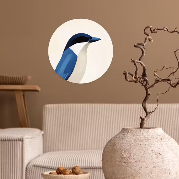 Behangcirkel - Illustratie - Blauw - Vogel — 2