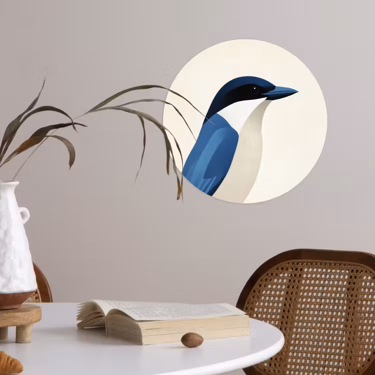 Behangcirkel - Illustratie - Blauw - Vogel — 4