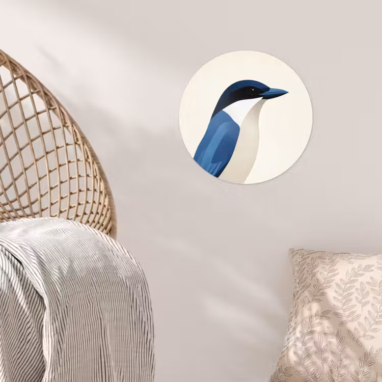 Behangcirkel - Illustratie - Blauw - Vogel — 5