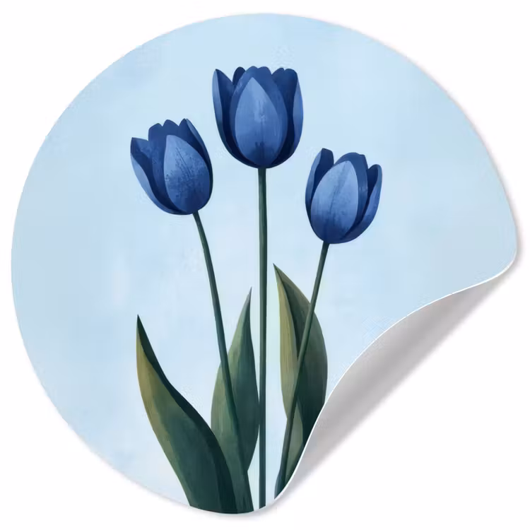 Behangcirkel - Tulpen - Blauw - Bladeren — 1
