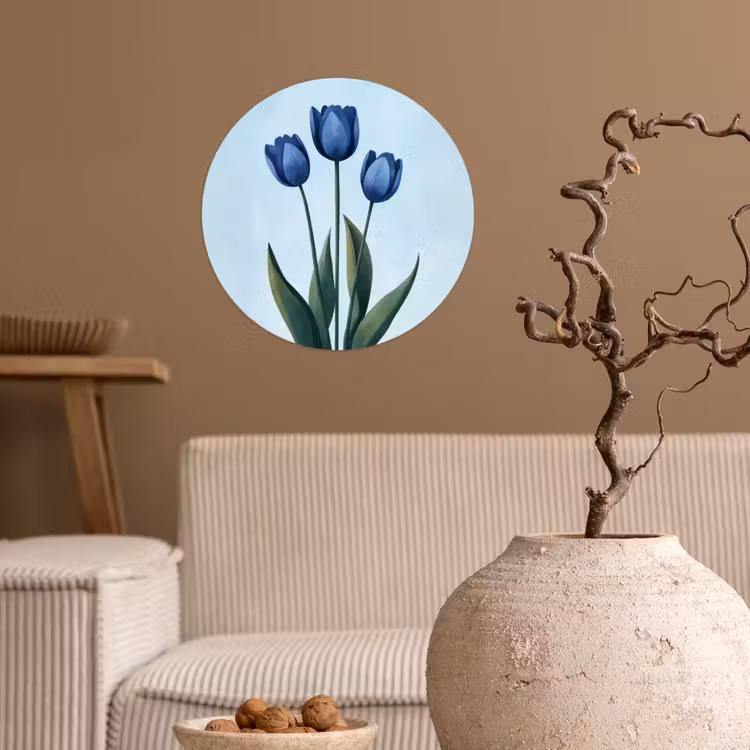 Behangcirkel - Tulpen - Blauw - Bladeren — 2