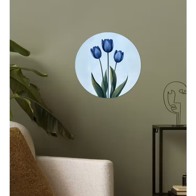Behangcirkel - Tulpen - Blauw - Bladeren — 3