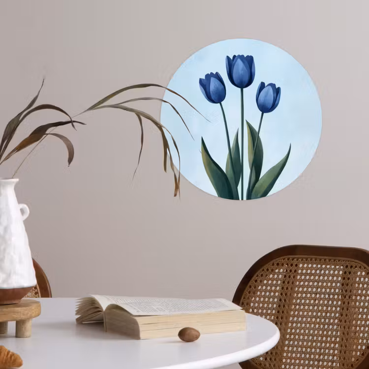 Behangcirkel - Tulpen - Blauw - Bladeren — 4