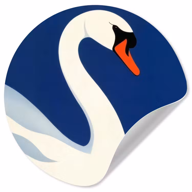 Behangcirkel - Zwaan - Wit - Snavel - Illustratie — 1