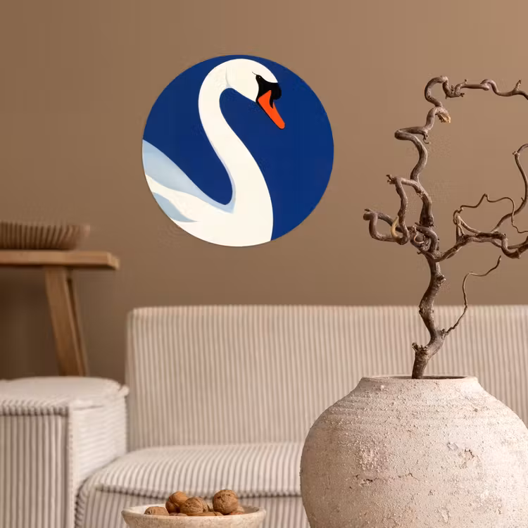 Behangcirkel - Zwaan - Wit - Snavel - Illustratie — 2