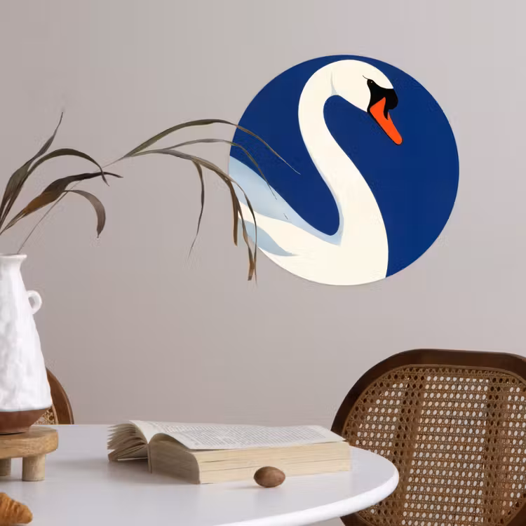Behangcirkel - Zwaan - Wit - Snavel - Illustratie — 4