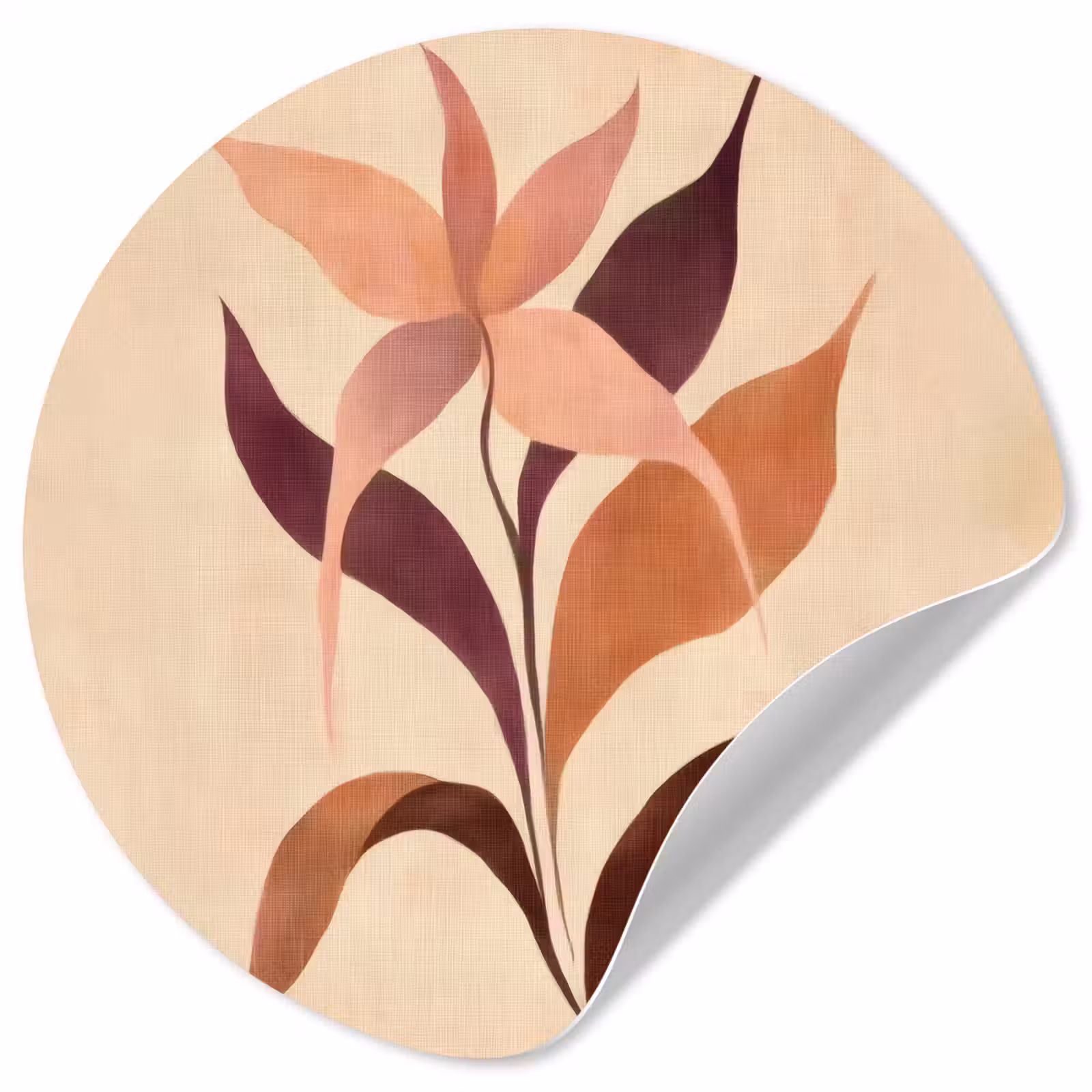 Behangcirkel - Minimalistisch - Bloem - Bladeren - Beige — 1
