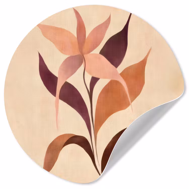 Behangcirkel - Minimalistisch - Bloem - Bladeren - Beige — 1