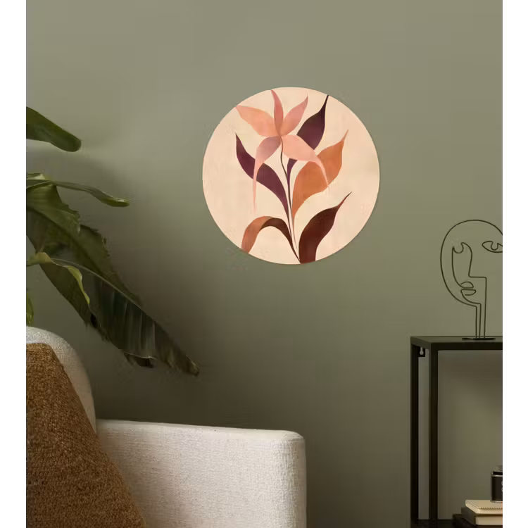 Behangcirkel - Minimalistisch - Bloem - Bladeren - Beige — 3