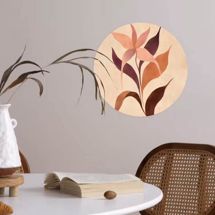 Behangcirkel - Minimalistisch - Bloem - Bladeren - Beige — 4