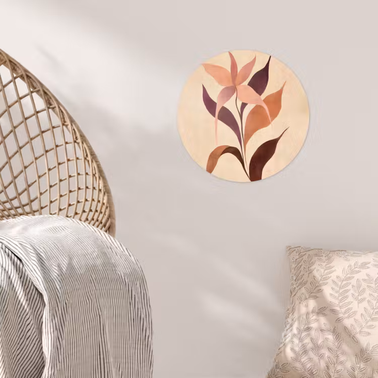 Behangcirkel - Minimalistisch - Bloem - Bladeren - Beige — 5