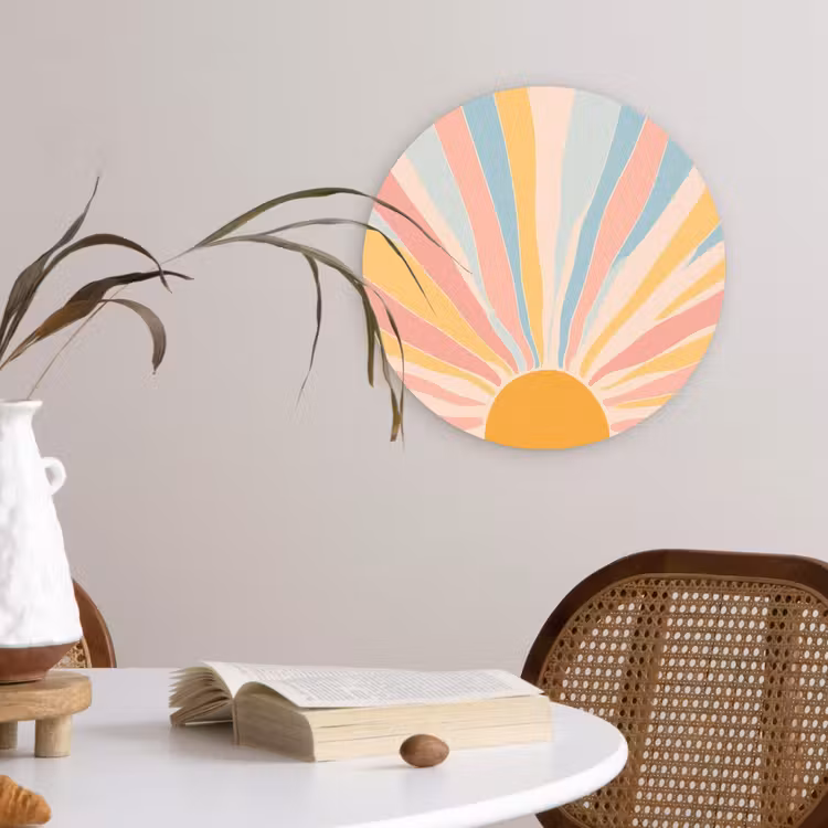Muurcirkel - Illustratie - Zon - Pastelkleuren — 4