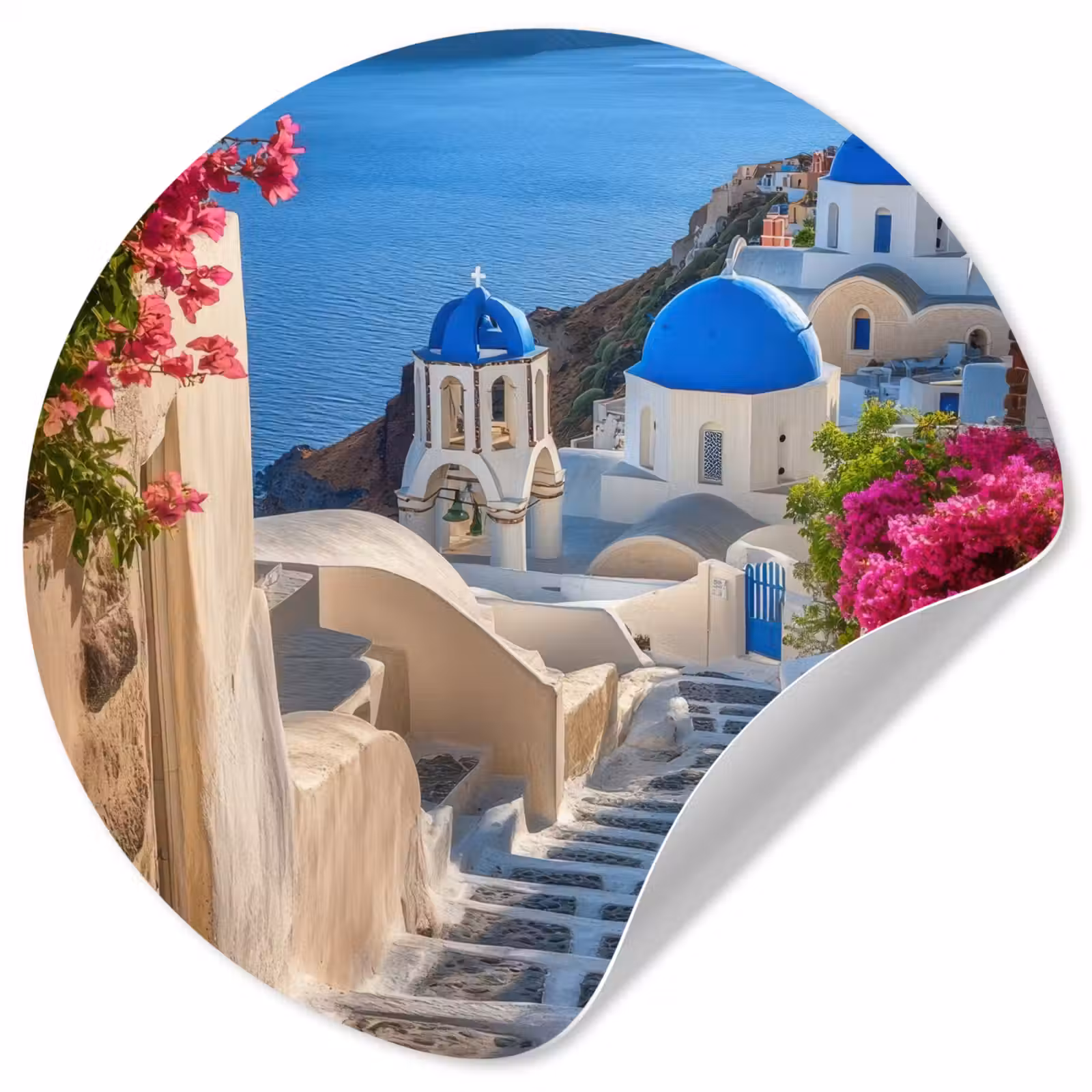 Behangcirkel - Santorini - Bloemen - Griekenland — 1