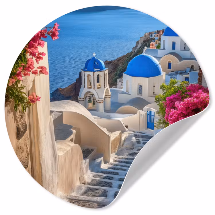 Behangcirkel - Santorini - Bloemen - Griekenland — 1