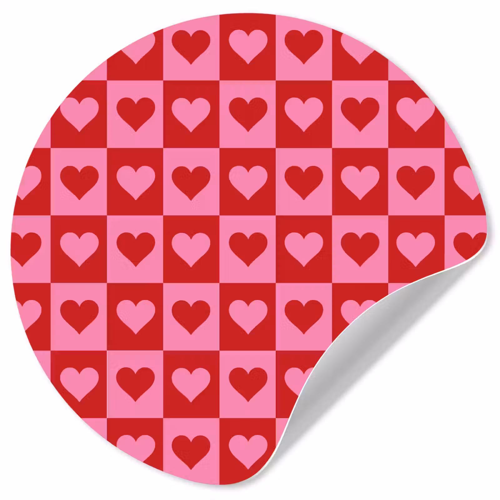 Behangcirkel - Rood - Roze - Schaakbord - Valentijn — 1