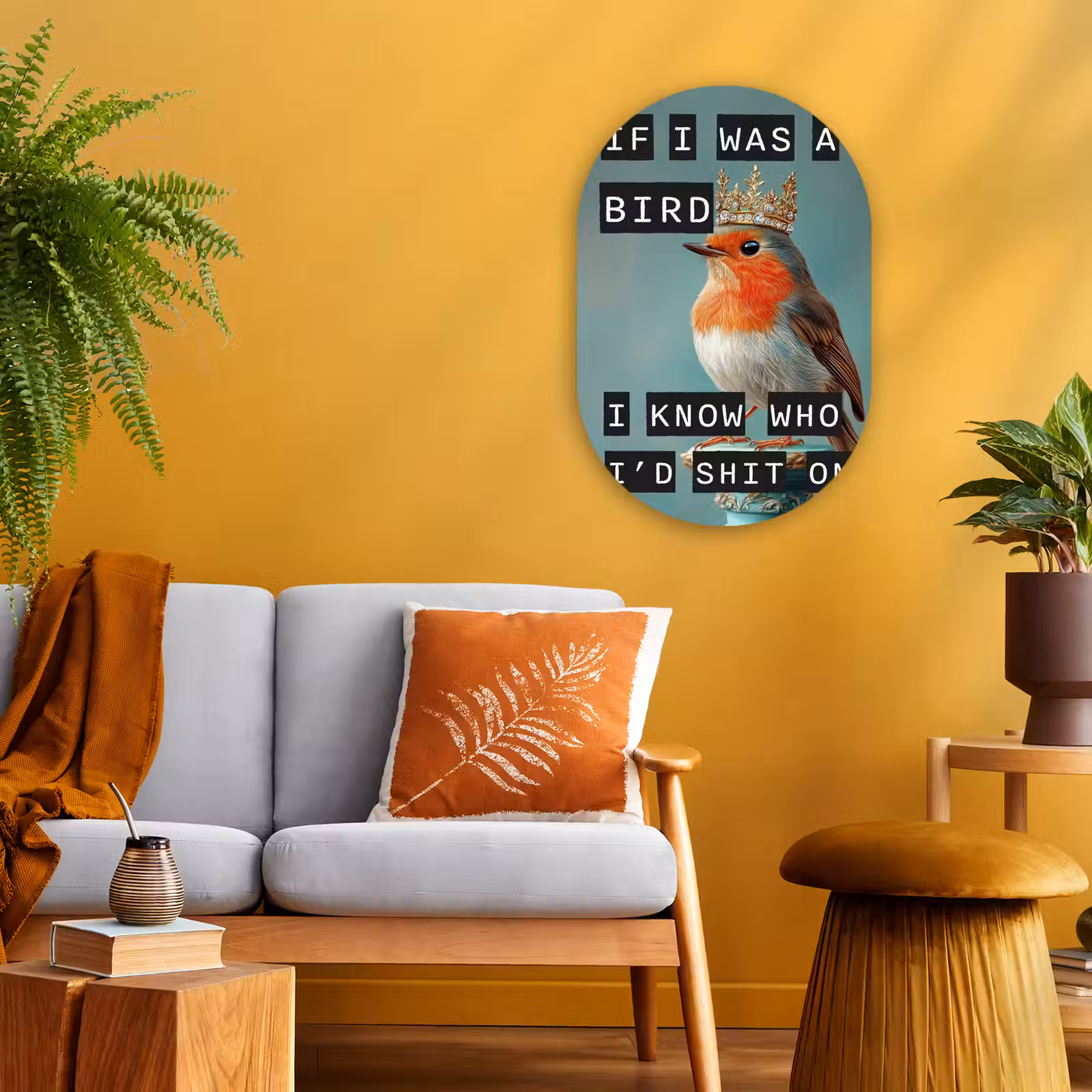 Muurovaal - Roodborstje - Vogel - Blauw - Decoratie — 1