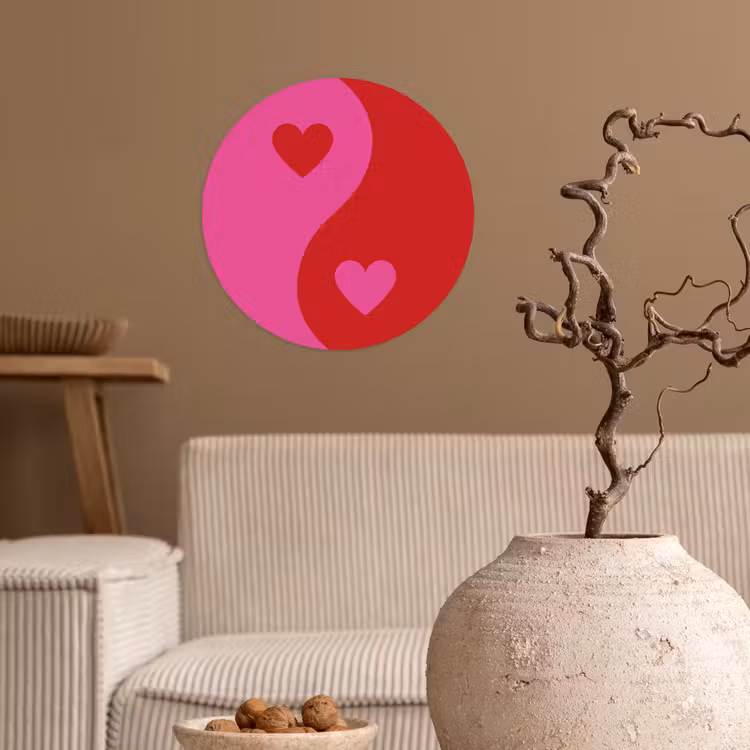 Behangcirkel - Minimalistisch - Rood - Roze - Hartjes — 2