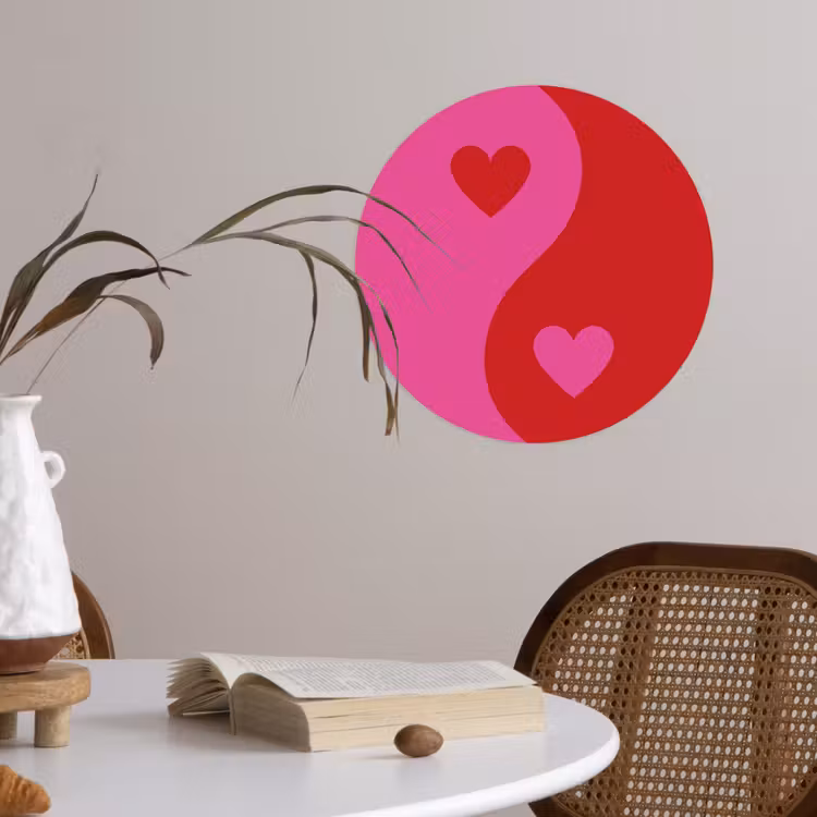 Behangcirkel - Minimalistisch - Rood - Roze - Hartjes — 4