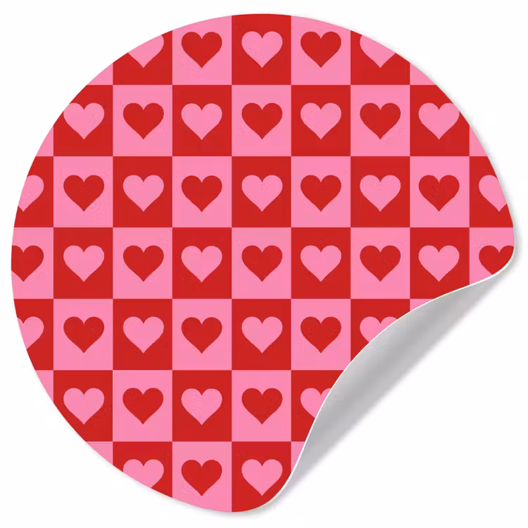 Behangcirkel - Rood - Roze - Schaakbord - Valentijn — 1