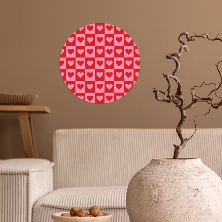 Behangcirkel - Rood - Roze - Schaakbord - Valentijn — 2