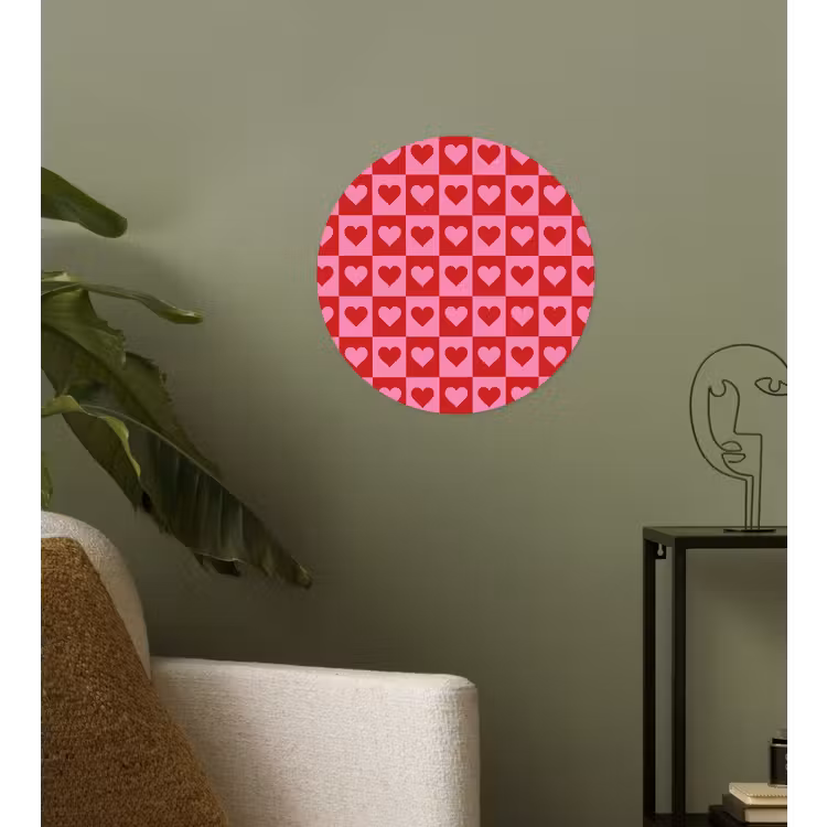 Behangcirkel - Rood - Roze - Schaakbord - Valentijn — 3