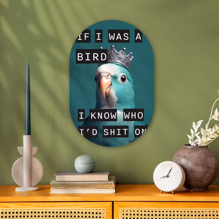 Muurovaal - Parkiet - Turquoise - Quotes - Decoratie — 2