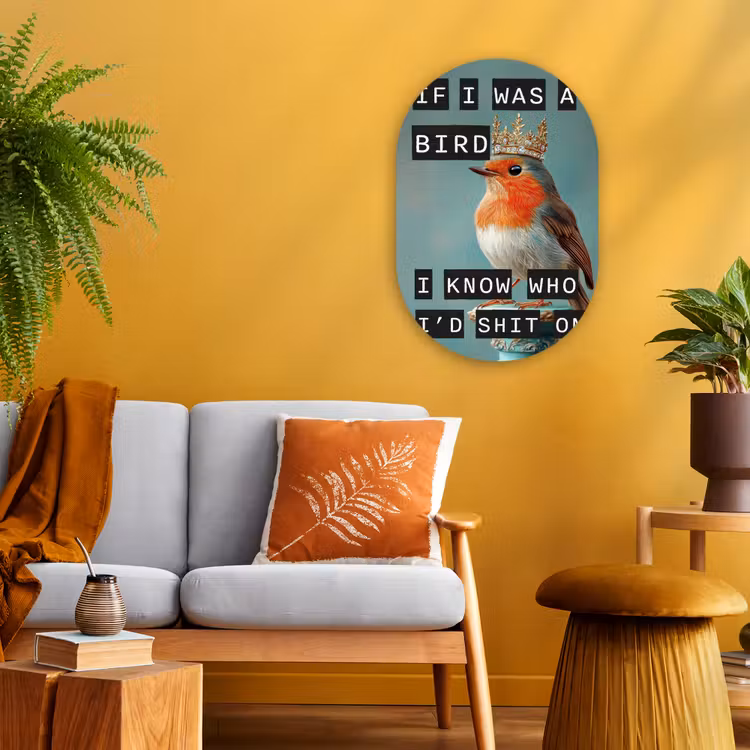 Muurovaal - Roodborstje - Vogel - Blauw - Decoratie — 1