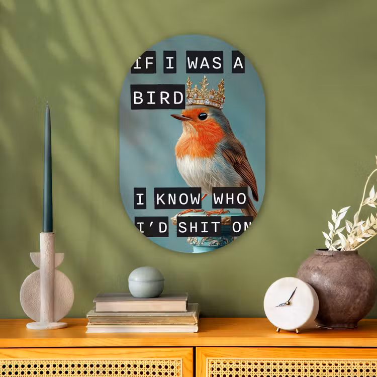 Muurovaal - Roodborstje - Vogel - Blauw - Decoratie — 2