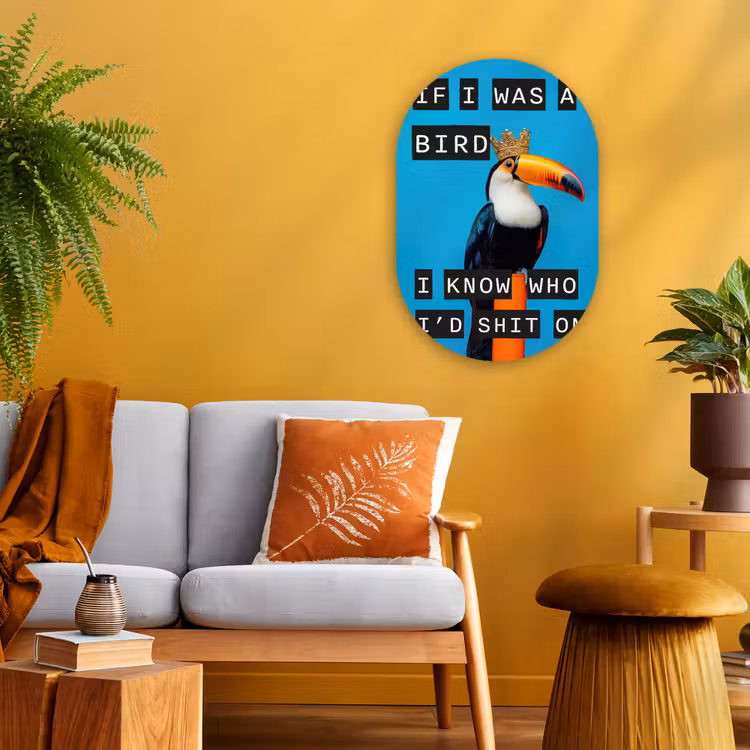 Muurovaal - Vogel - Toekan - Blauw - Quotes — 2