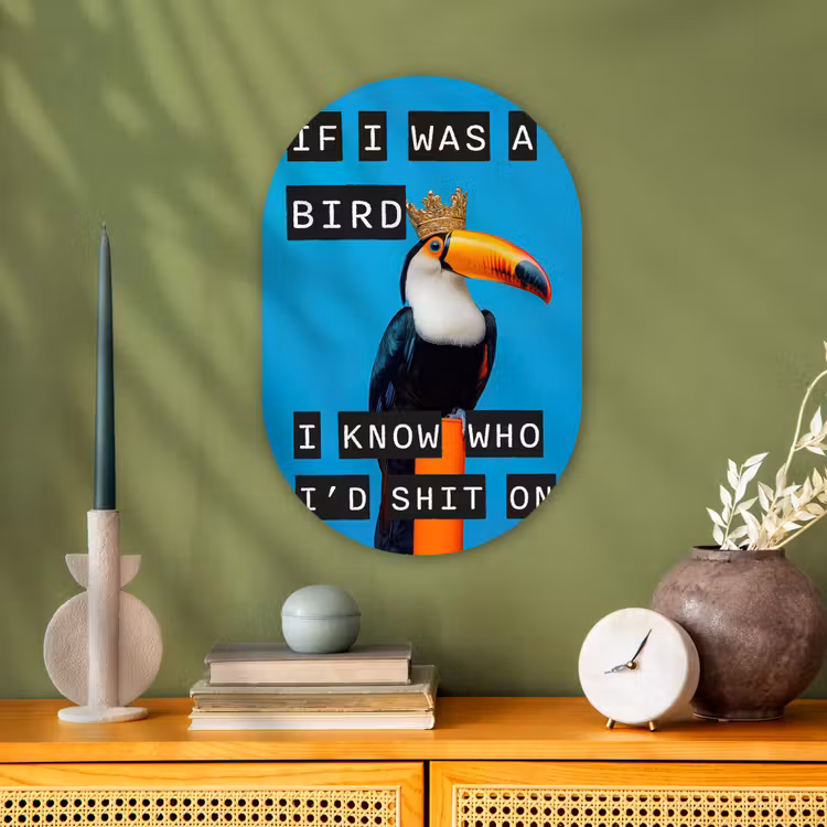 Muurovaal - Vogel - Toekan - Blauw - Quotes — 3
