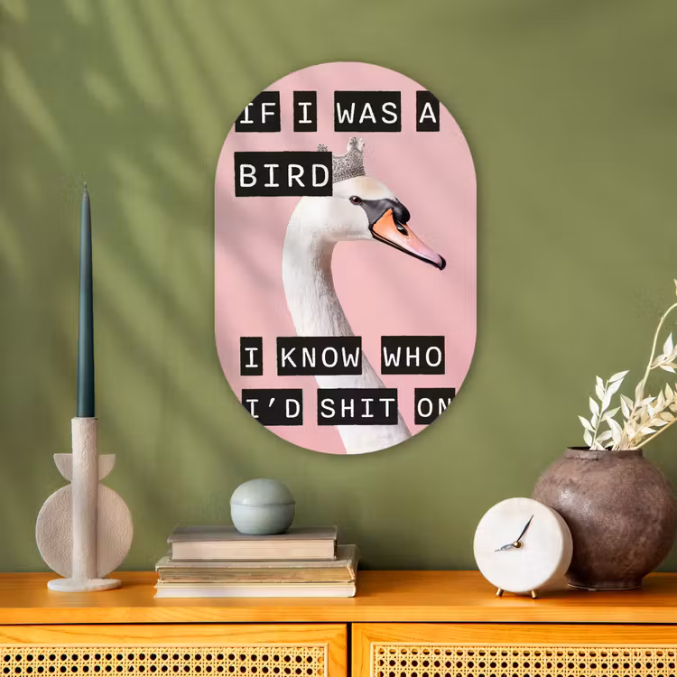 Muurovaal - Zwaan - Vogel - Decoratie - Roze — 1